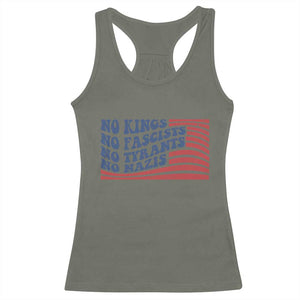 No Kings No Fascists Racerback Tank Top American Flag Patriotic Protest TS12 Military Green Print Your Wear