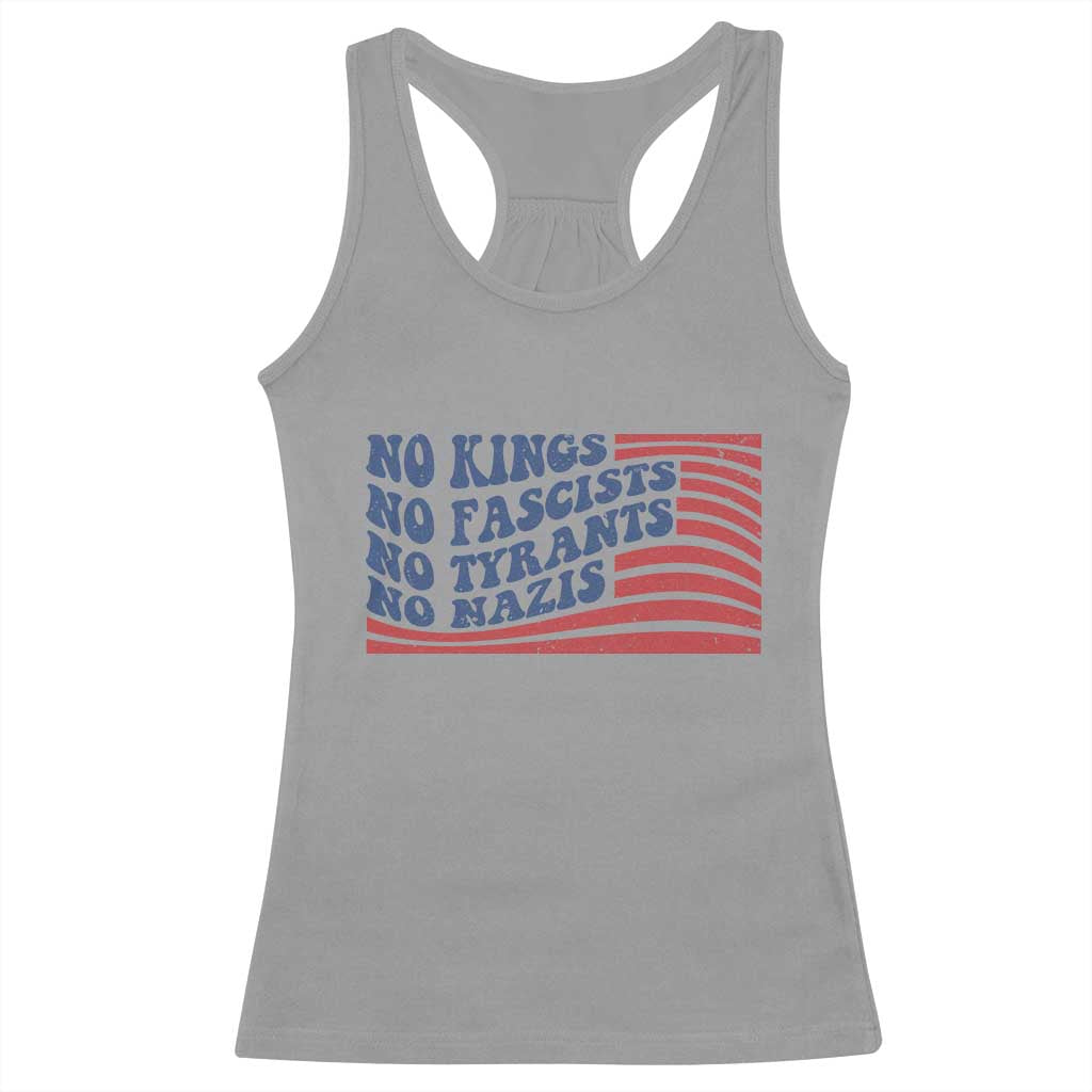 No Kings No Fascists Racerback Tank Top American Flag Patriotic Protest TS12 Sport Gray Print Your Wear