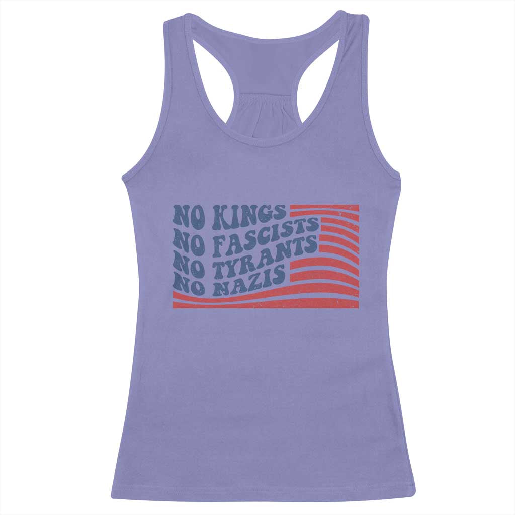 No Kings No Fascists Racerback Tank Top American Flag Patriotic Protest TS12 Violet Print Your Wear