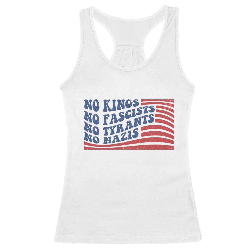 No Kings No Fascists Racerback Tank Top American Flag Patriotic Protest TS12 White Print Your Wear