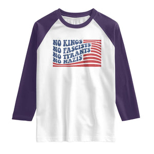 No Kings No Fascists Raglan Shirt American Flag Patriotic Protest TS12 White Purple Print Your Wear