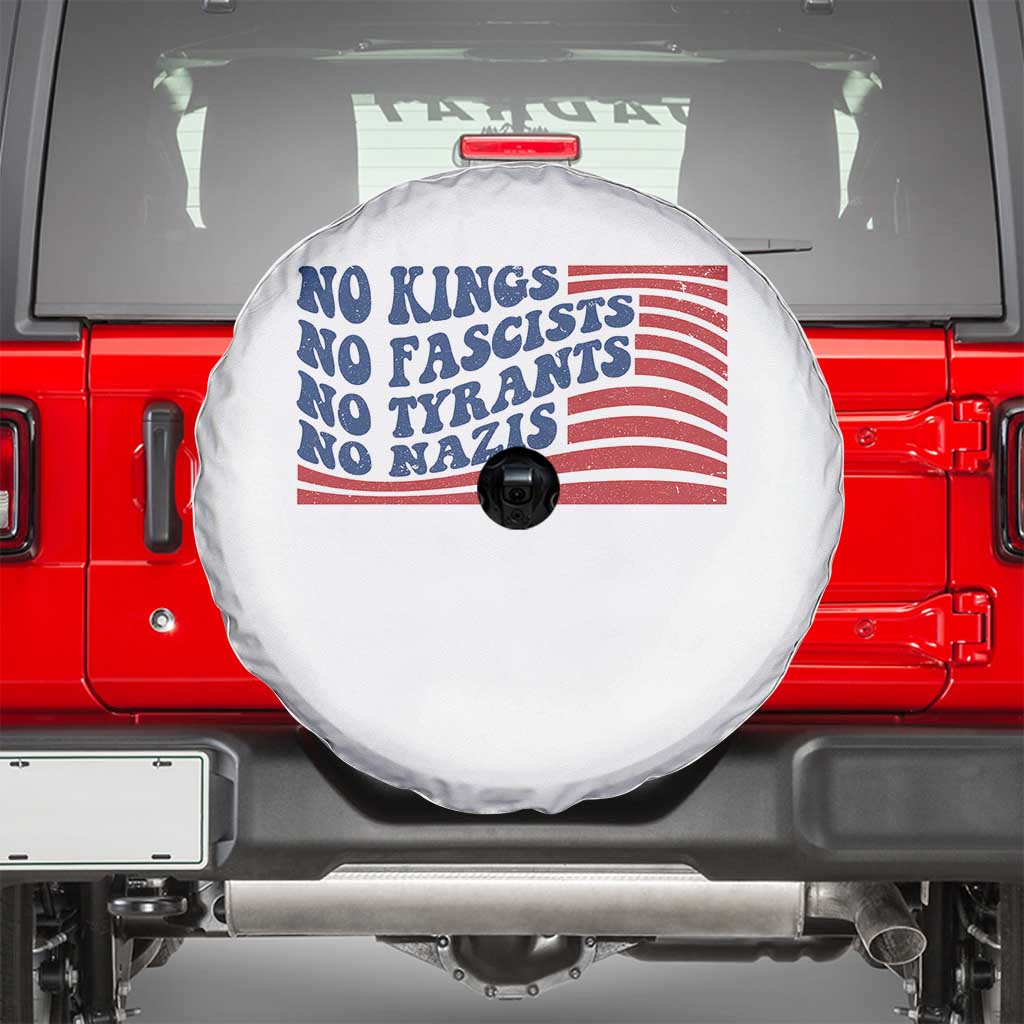 No Kings No Fascists Spare Tire Cover American Flag Patriotic Protest TS12 White Print Your Wear