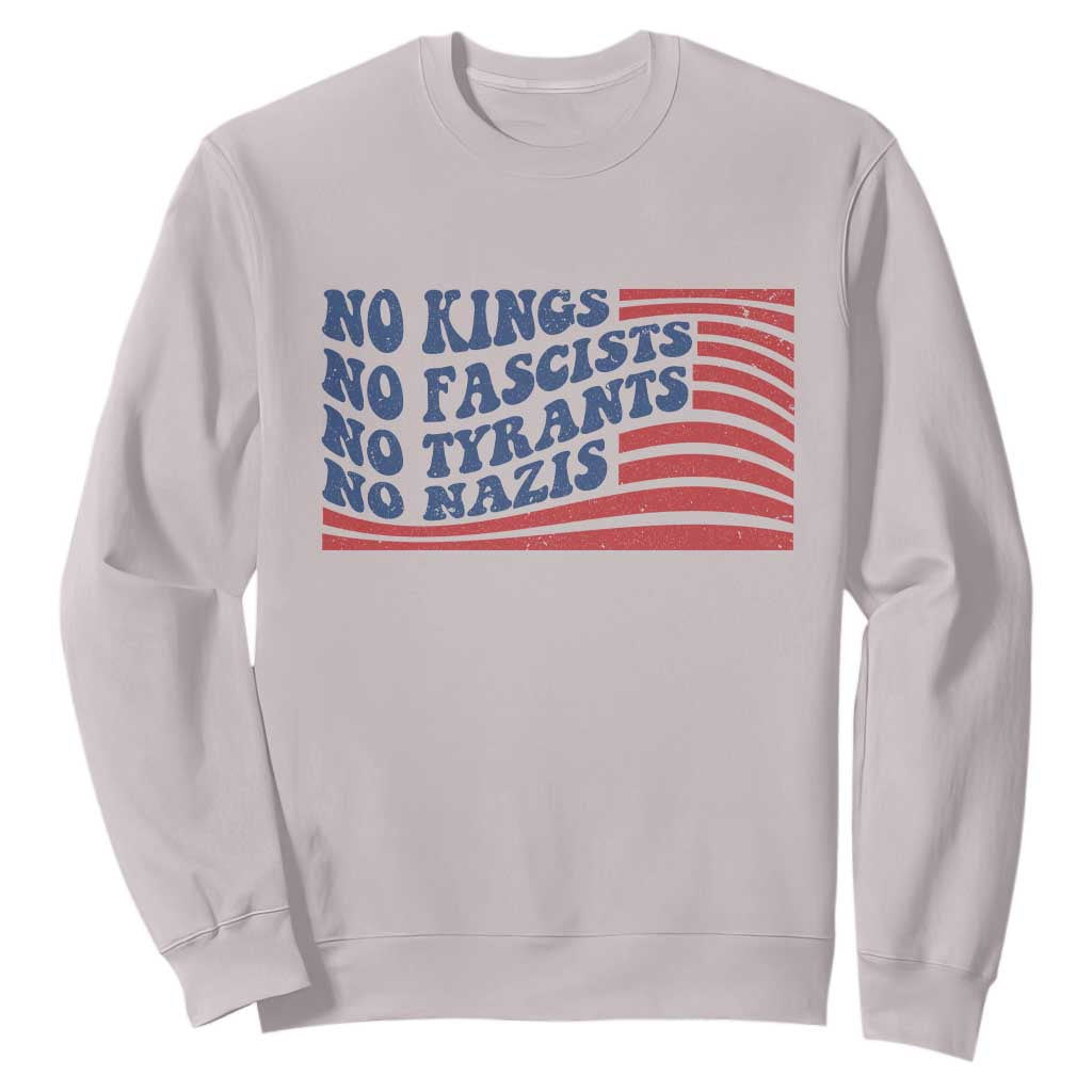 No Kings No Fascists Sweatshirt American Flag Patriotic Protest TS12 Ice Gray Print Your Wear
