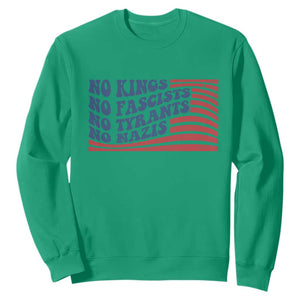 No Kings No Fascists Sweatshirt American Flag Patriotic Protest TS12 Irish Green Print Your Wear