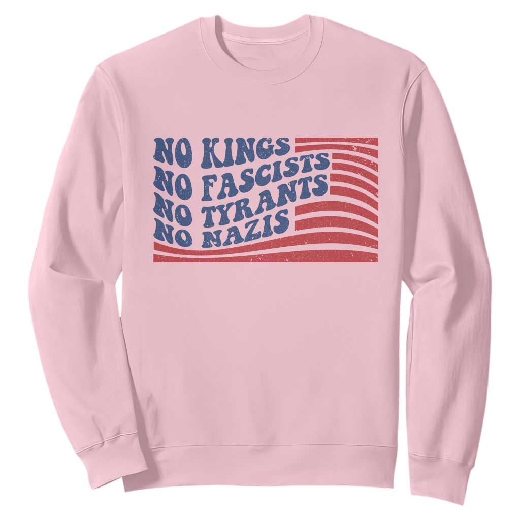 No Kings No Fascists Sweatshirt American Flag Patriotic Protest TS12 Light Pink Print Your Wear