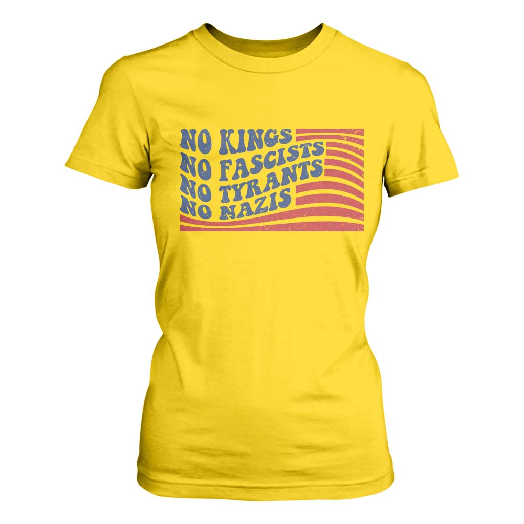 No Kings No Fascists T Shirt For Women American Flag Patriotic Protest TS12 Daisy Print Your Wear