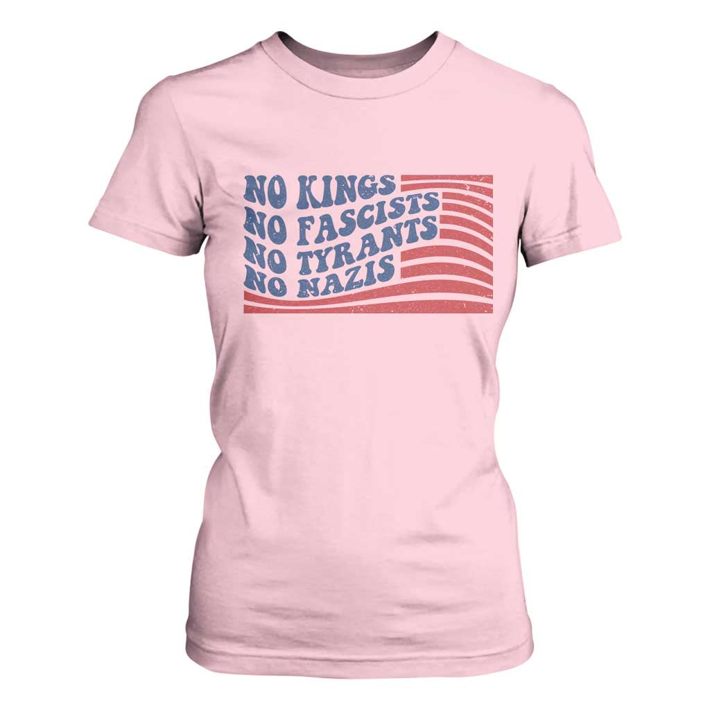 No Kings No Fascists T Shirt For Women American Flag Patriotic Protest TS12 Light Pink Print Your Wear