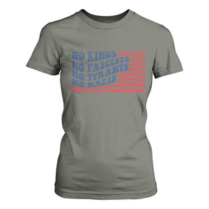No Kings No Fascists T Shirt For Women American Flag Patriotic Protest TS12 Military Green Print Your Wear