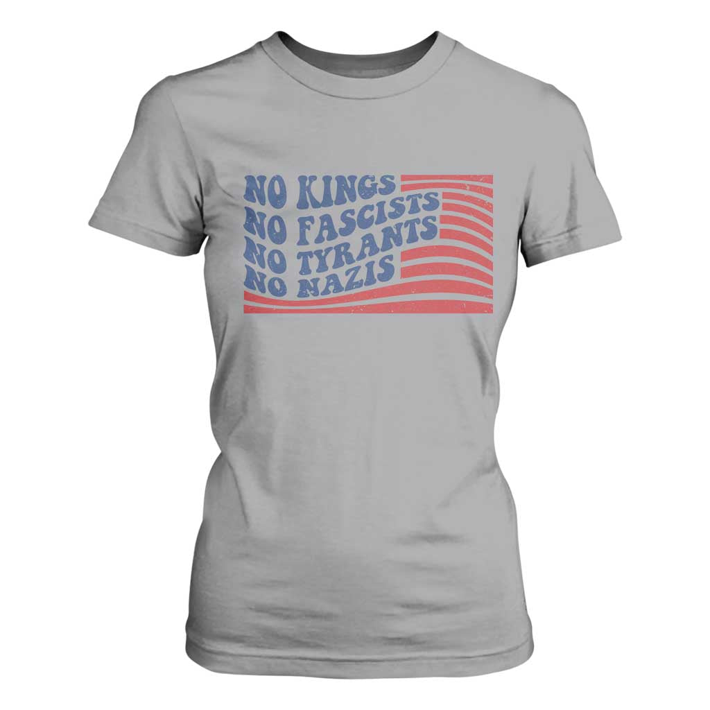 No Kings No Fascists T Shirt For Women American Flag Patriotic Protest TS12 Sport Gray Print Your Wear