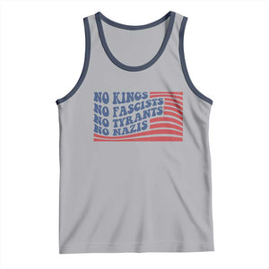 No Kings No Fascists Tank Top American Flag Patriotic Protest TS12 Athletic Heather Navy Print Your Wear