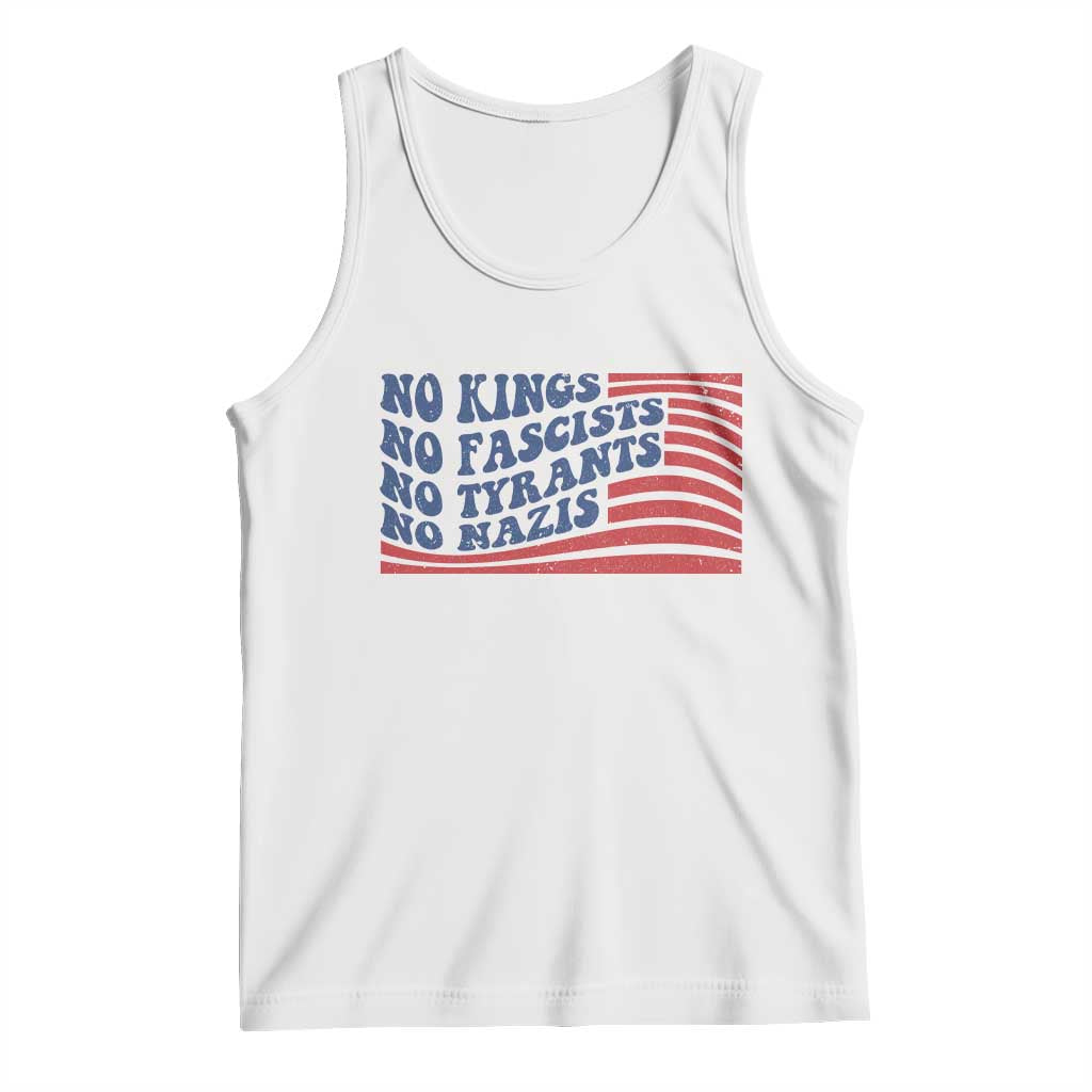 No Kings No Fascists Tank Top American Flag Patriotic Protest TS12 White Print Your Wear