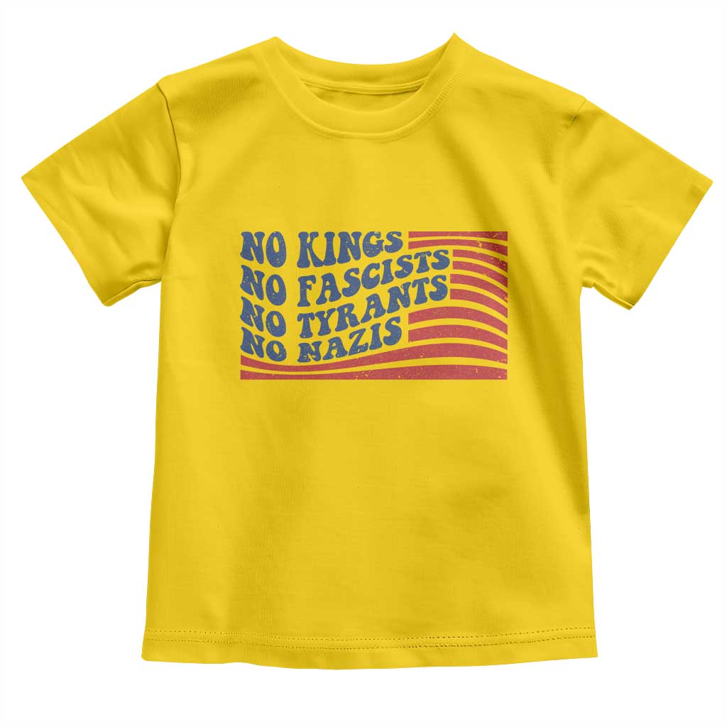 No Kings No Fascists Toddler T Shirt American Flag Patriotic Protest TS12 Daisy Print Your Wear