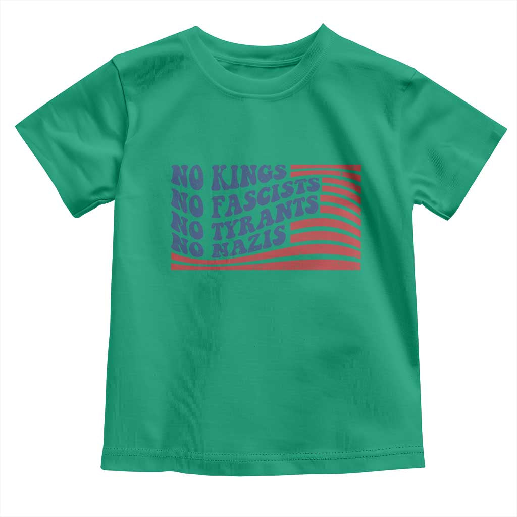 No Kings No Fascists Toddler T Shirt American Flag Patriotic Protest TS12 Irish Green Print Your Wear