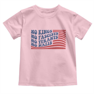 No Kings No Fascists Toddler T Shirt American Flag Patriotic Protest TS12 Light Pink Print Your Wear