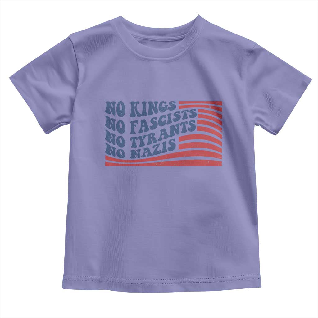 No Kings No Fascists Toddler T Shirt American Flag Patriotic Protest TS12 Violet Print Your Wear