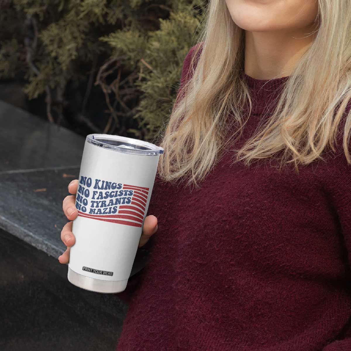 No Kings No Fascists Tumbler Cup American Flag Patriotic Protest TS12 Print Your Wear