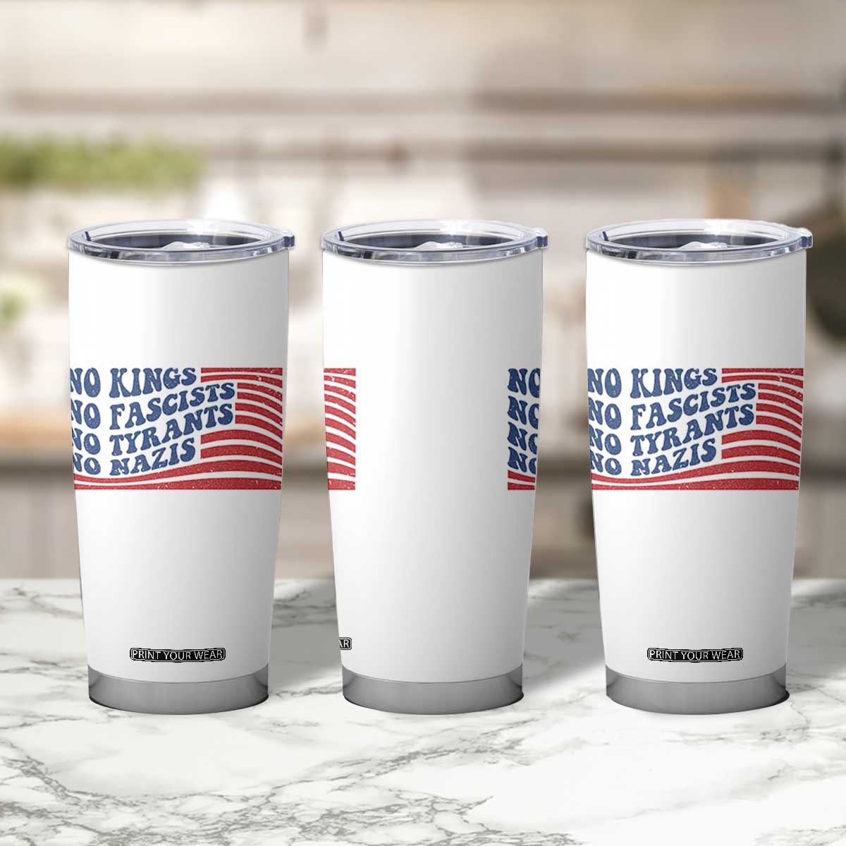 No Kings No Fascists Tumbler Cup American Flag Patriotic Protest TS12 Print Your Wear