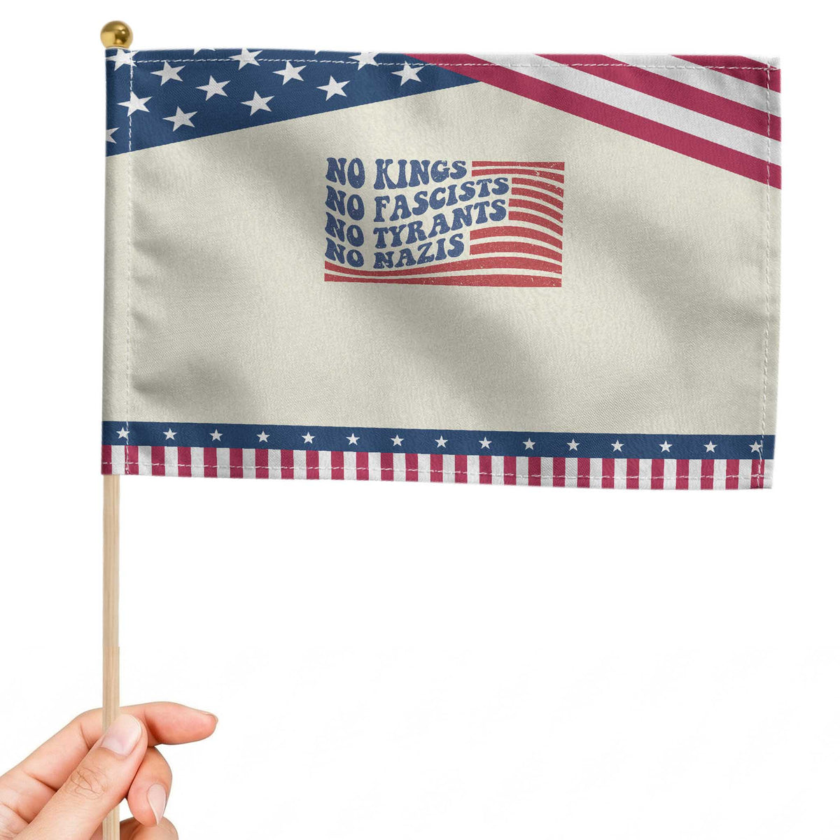 No Kings No Fascists Patriotic Handheld Flag American Flag Patriotic Protest TS12 Modern 8.2