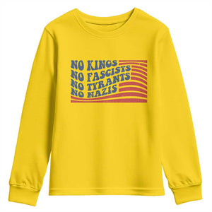 No Kings No Fascists Youth Sweatshirt American Flag Patriotic Protest TS12 Daisy Print Your Wear