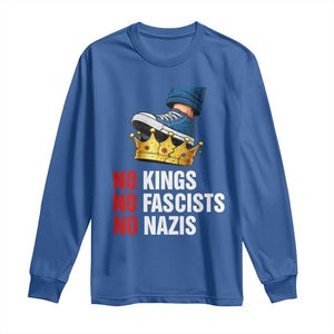No Kings No Fascists No Nazis Long Sleeve Shirt Anti Authoritarian Protest TS12 Royal Blue Print Your Wear