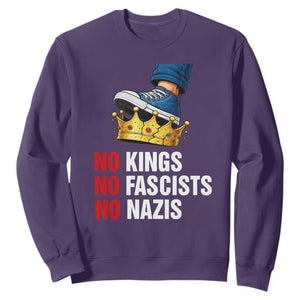 No Kings No Fascists No Nazis Sweatshirt Anti Authoritarian Protest TS12 Purple Print Your Wear