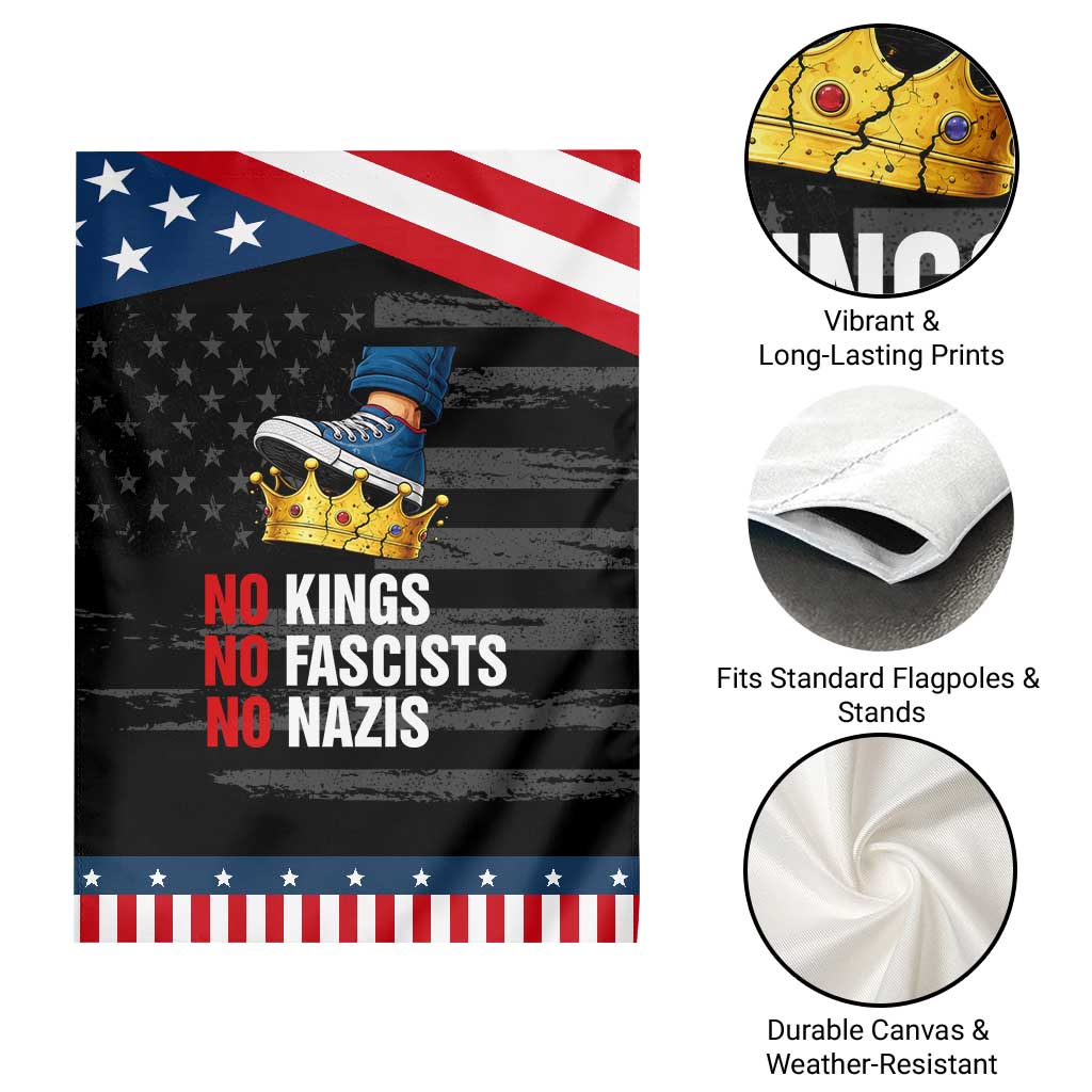 No Kings No Fascists No Nazis Garden Flag Anti Authoritarian Protest TS12 Print Your Wear