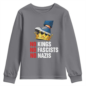 No Kings No Fascists No Nazis Youth Sweatshirt Anti Authoritarian Protest TS12 Charcoal Print Your Wear