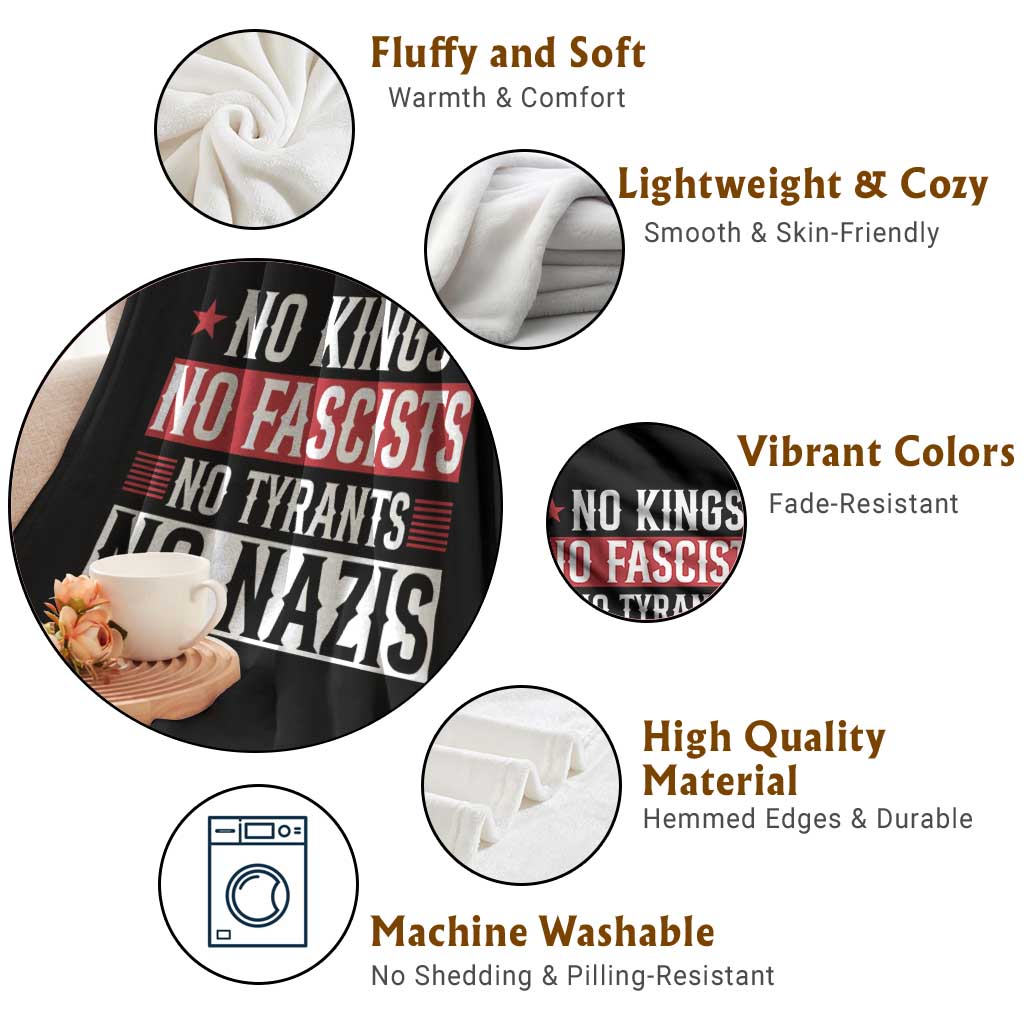 No Kings No Fascists No Nazis Throw Blanket Patriotic Political TS12 Print Your Wear