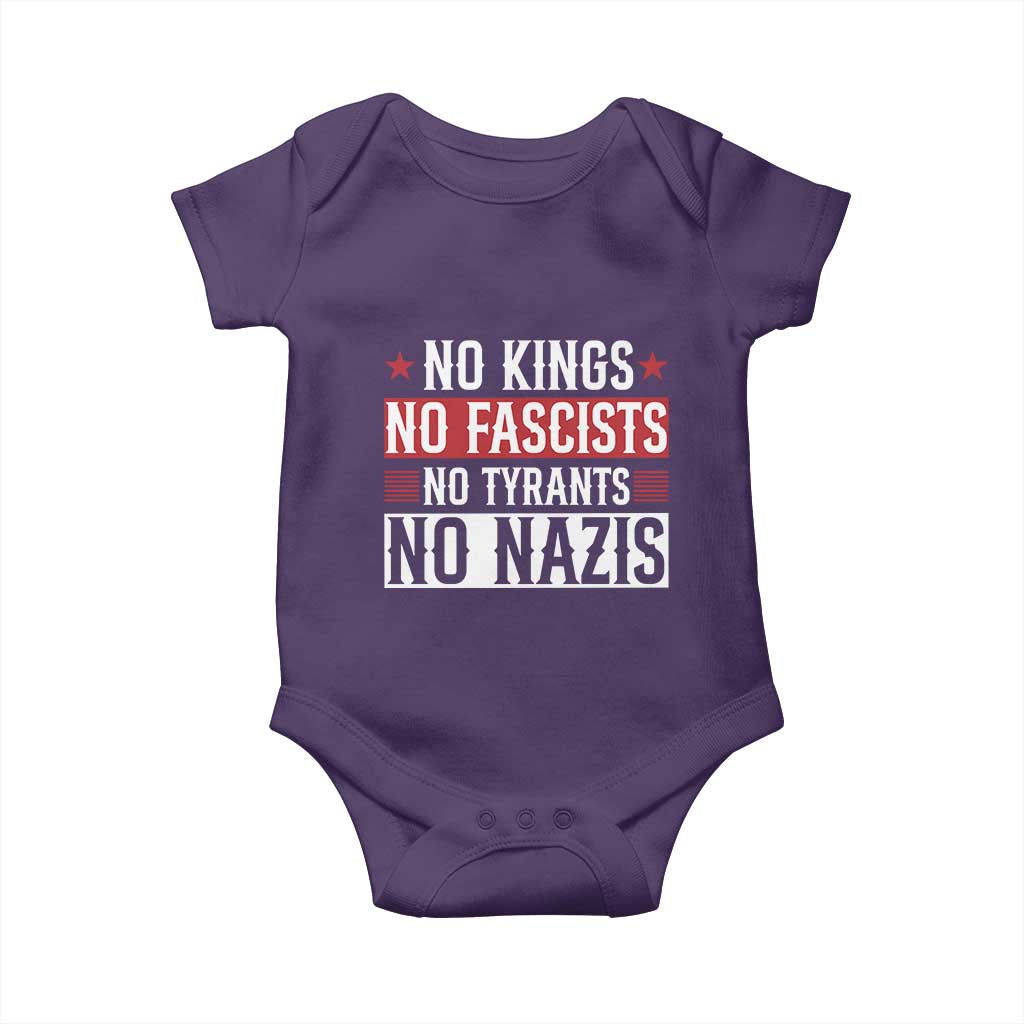 No Kings No Fascists No Nazis Baby Onesie Patriotic Political TS12 Purple Print Your Wear