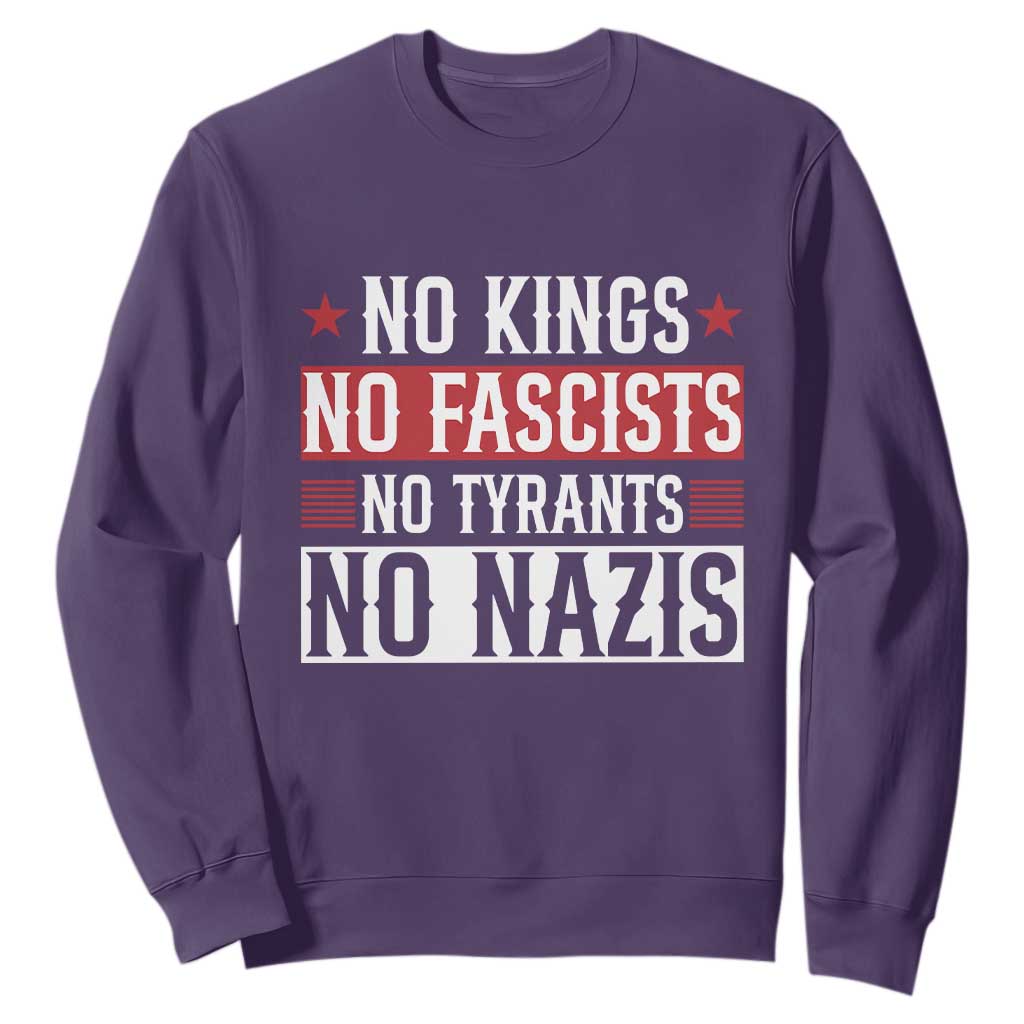 No Kings No Fascists No Nazis Sweatshirt Patriotic Political TS12 Purple Print Your Wear