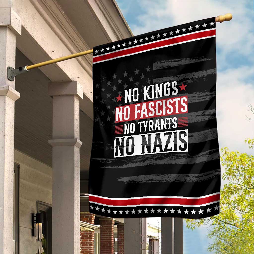 No Kings No Fascists No Nazis Garden Flag Patriotic Political TS12 Distressed Black Red Print Your Wear