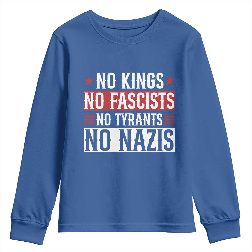 No Kings No Fascists No Nazis Youth Sweatshirt Patriotic Political TS12 Royal Blue Print Your Wear