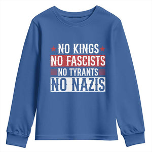 No Kings No Fascists No Nazis Youth Sweatshirt Patriotic Political TS12 Royal Blue Print Your Wear