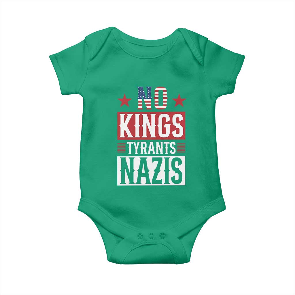 American Democracy Baby Onesie No Kings No Tyrants No Nazis TS12 Irish Green Print Your Wear