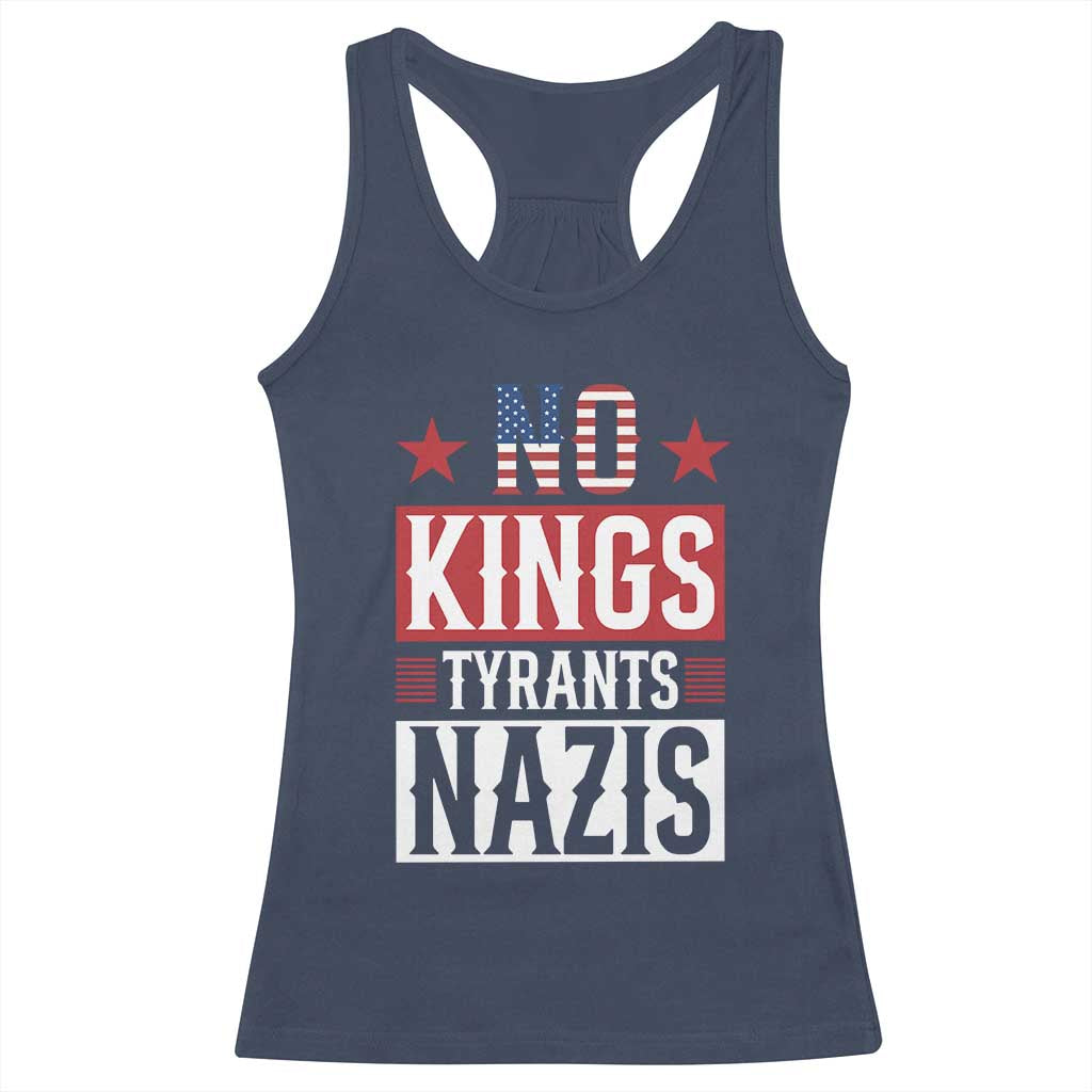 American Democracy Racerback Tank Top No Kings No Tyrants No Nazis TS12 Navy Print Your Wear