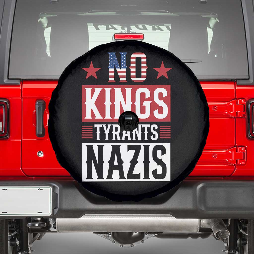 American Democracy Spare Tire Cover No Kings No Tyrants No Nazis TS12 Black Print Your Wear