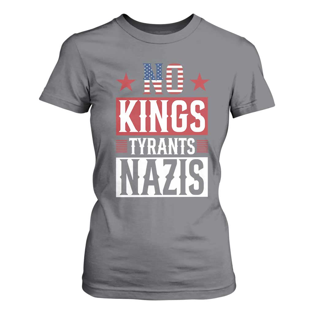 American Democracy T Shirt For Women No Kings No Tyrants No Nazis TS12 Charcoal Print Your Wear