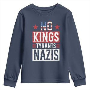 American Democracy Youth Sweatshirt No Kings No Tyrants No Nazis TS12 Navy Print Your Wear