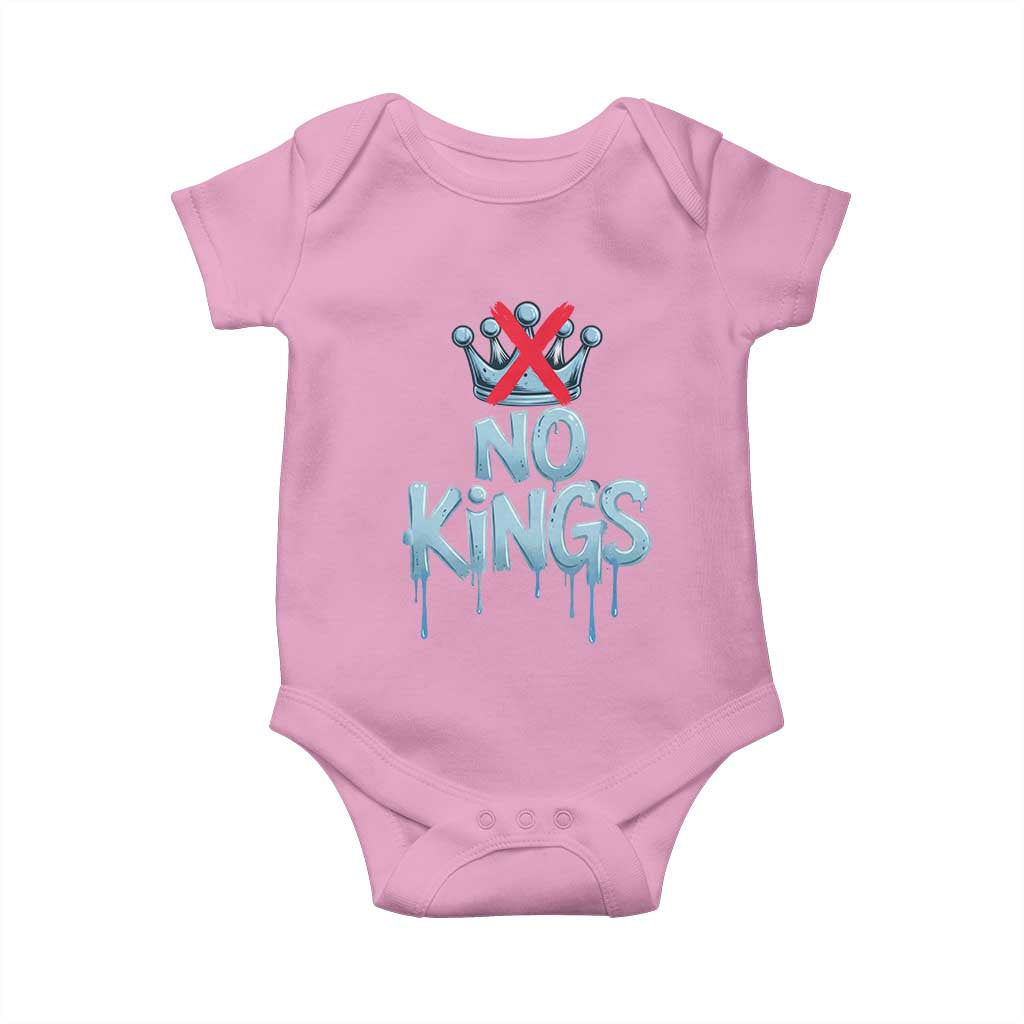No Kings Abolish ICE Baby Onesie Anti Authoritarian Protest TS12 Light Pink Print Your Wear