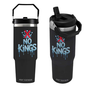 No Kings Abolish ICE Flip Straw Tumbler Anti Authoritarian Protest TS12 One Size: 30 oz Black Print Your Wear
