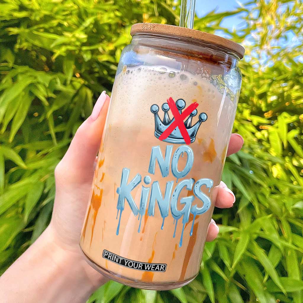 No Kings Abolish ICE Glass Can Anti Authoritarian Protest TS12 Black Print Your Wear