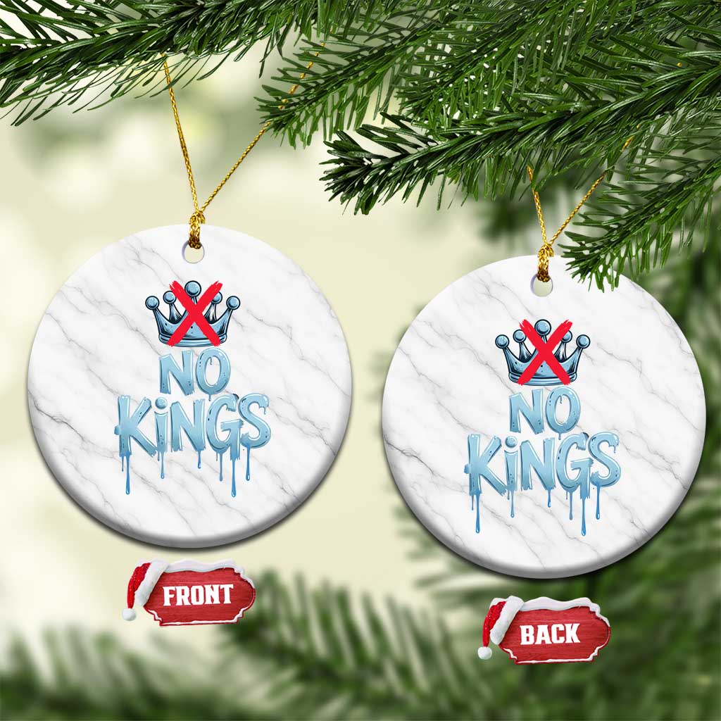 No Kings Abolish ICE Ceramic Ornament Anti Authoritarian Protest TS12 1pc White Marble Print Your Wear
