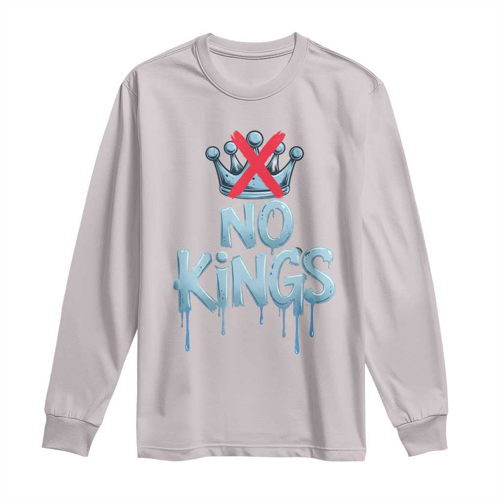 No Kings Abolish ICE Long Sleeve Shirt Anti Authoritarian Protest TS12 Ice Gray Print Your Wear