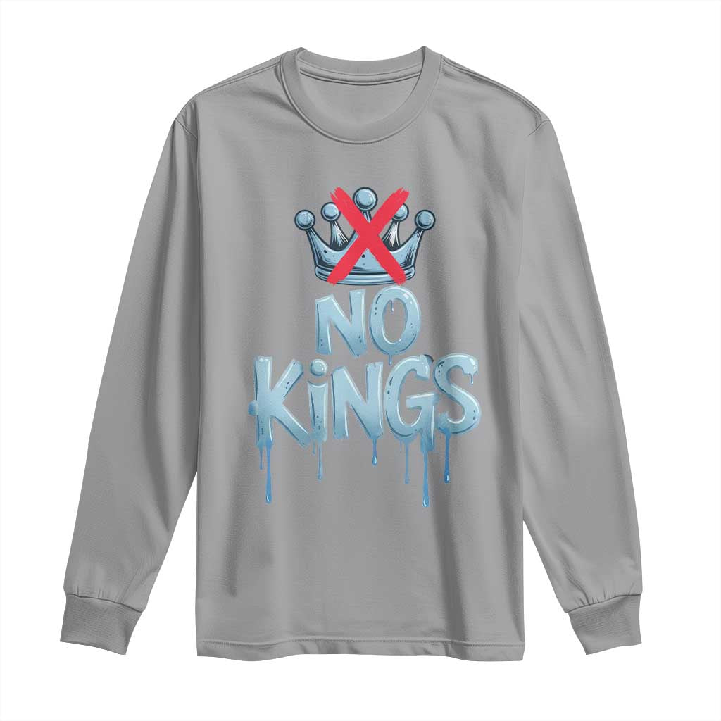 No Kings Abolish ICE Long Sleeve Shirt Anti Authoritarian Protest TS12 Sport Gray Print Your Wear