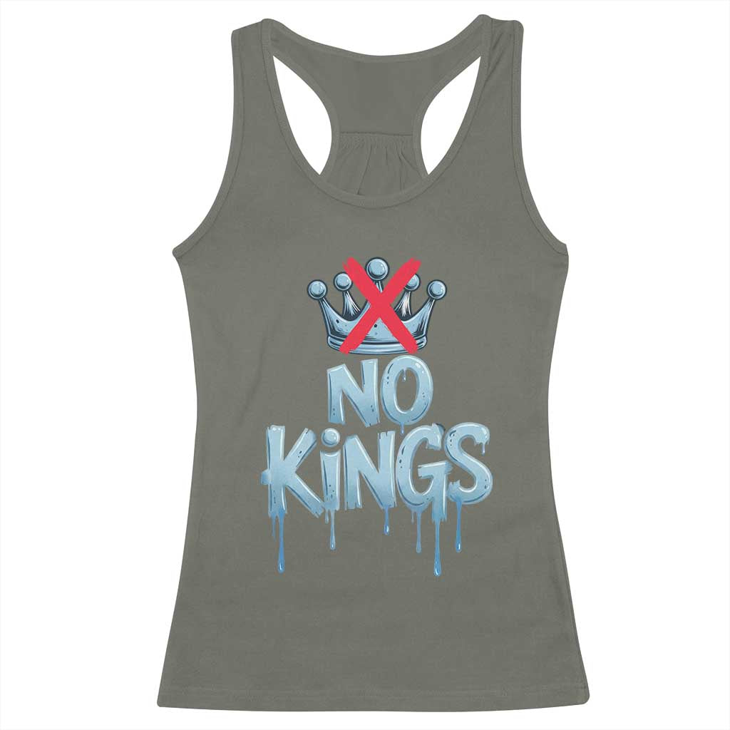 No Kings Abolish ICE Racerback Tank Top Anti Authoritarian Protest TS12 Military Green Print Your Wear