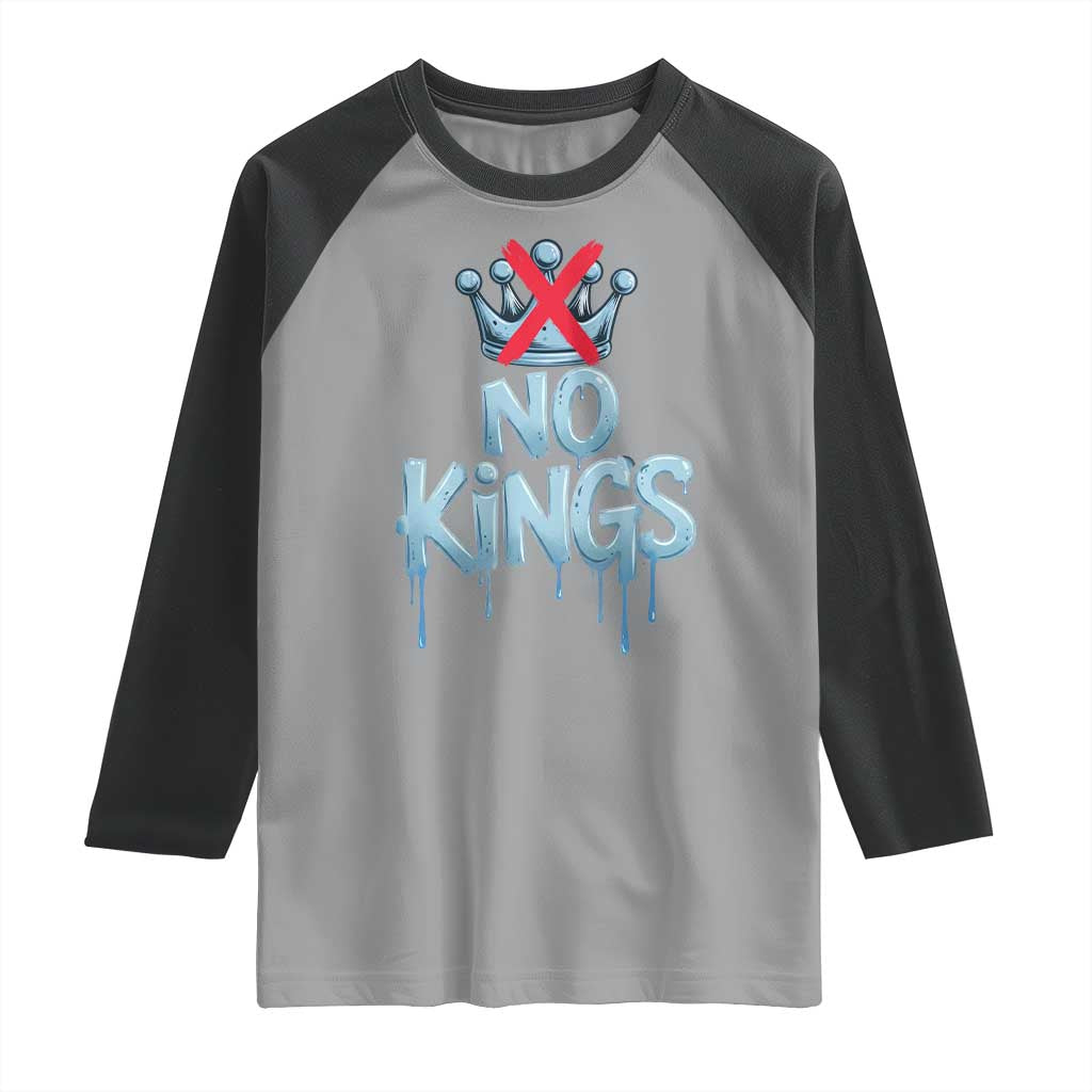 No Kings Abolish ICE Raglan Shirt Anti Authoritarian Protest TS12 Sport Gray Black Print Your Wear