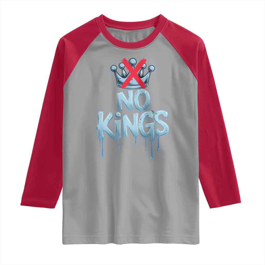 No Kings Abolish ICE Raglan Shirt Anti Authoritarian Protest TS12 Sport Gray Red Print Your Wear