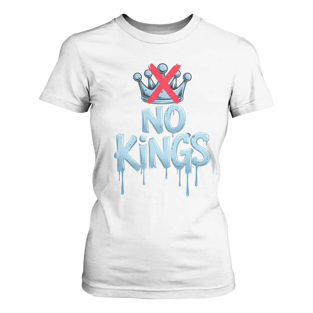 No Kings Abolish ICE T Shirt For Women Anti Authoritarian Protest TS12 White Print Your Wear