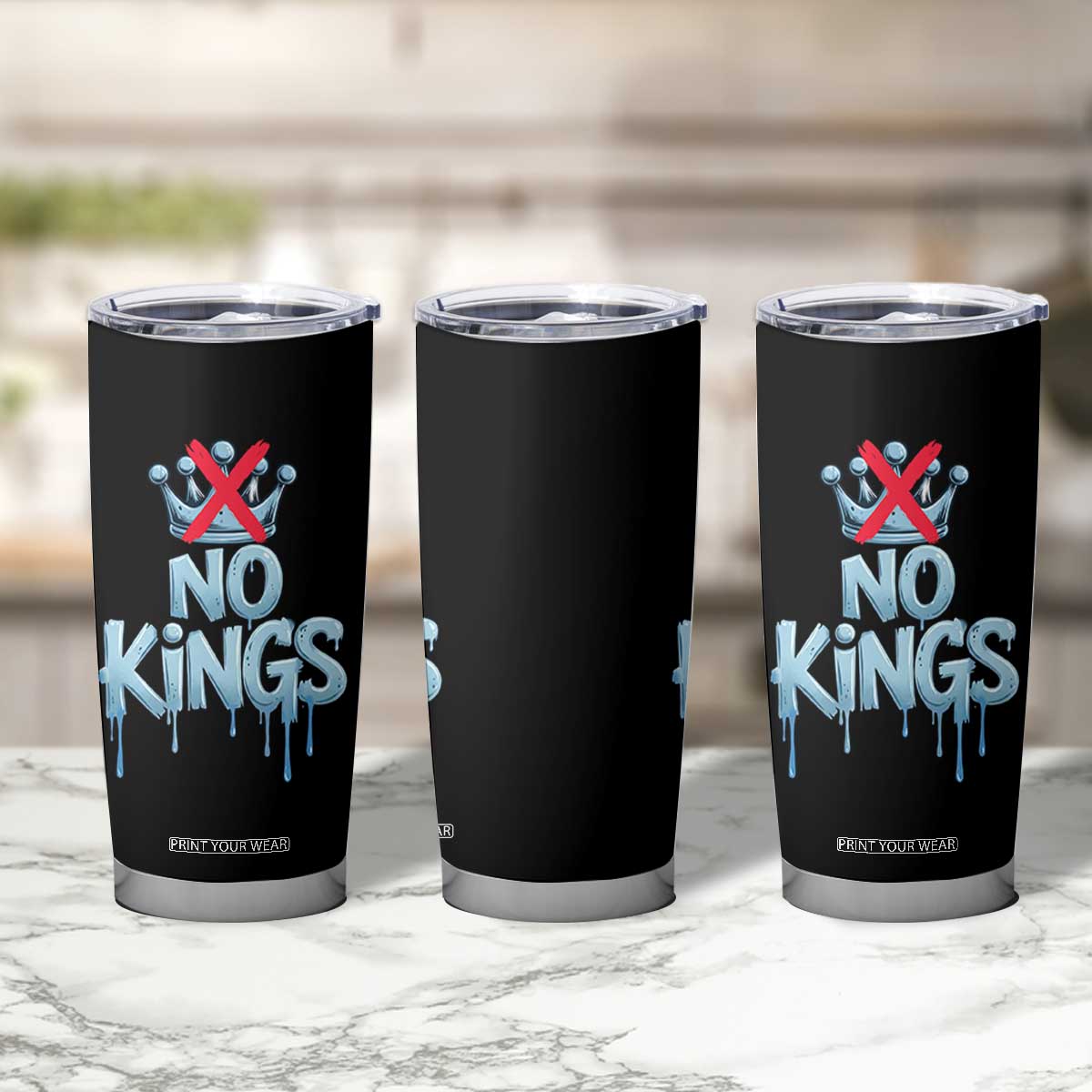 No Kings Abolish ICE Tumbler Cup Anti Authoritarian Protest TS12 Print Your Wear