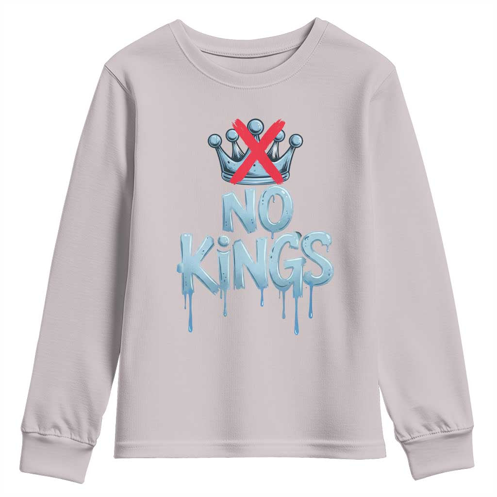 No Kings Abolish ICE Youth Sweatshirt Anti Authoritarian Protest TS12 Ice Gray Print Your Wear